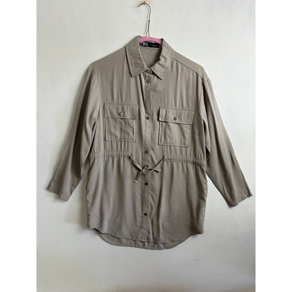 Zara‎ Button Down Shirt Women's Small 3/4 Sleeve